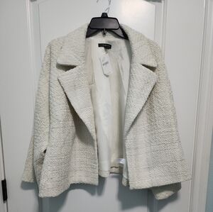 LANE BRYANT 24 Blazer Jacket Cotton Twill Embroidery Casual Ivory NWT